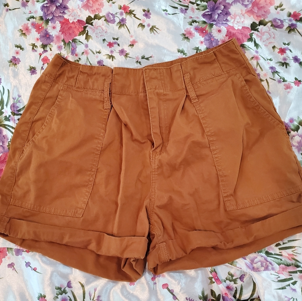 Vanilla Star Paperbag High Waist Rust Brown Shorts